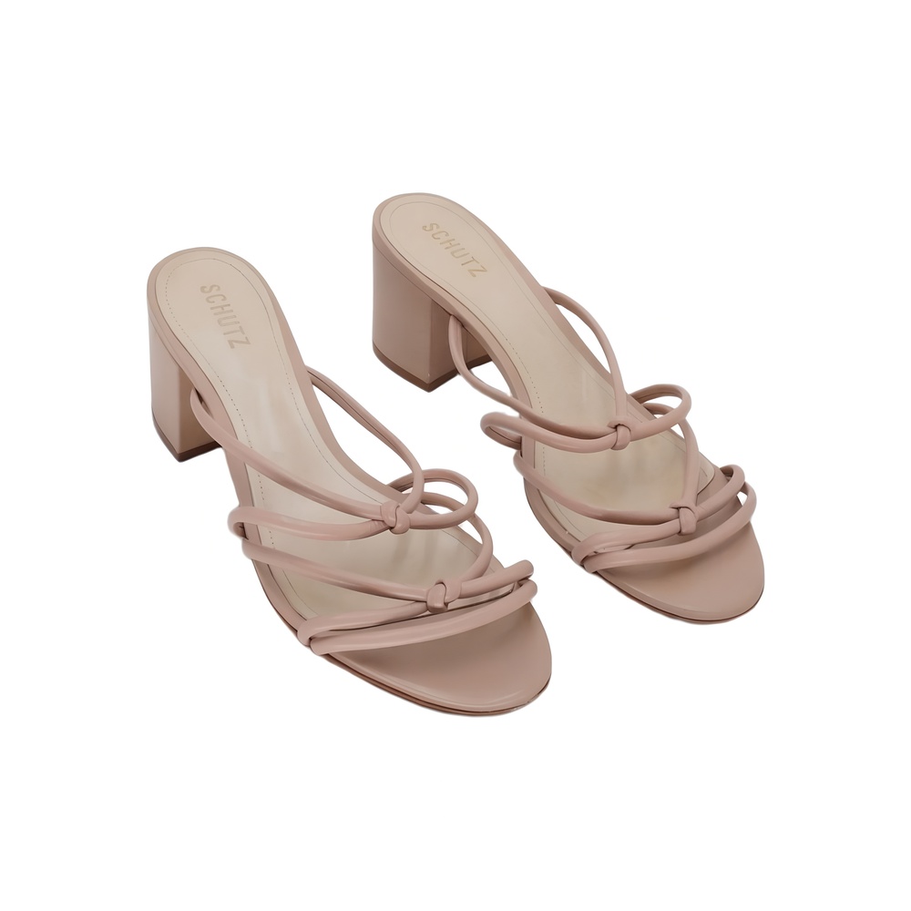 Schutz Princey Strappy Sandal Block Heels Tan Size 11